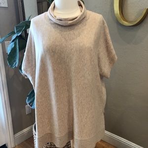 LOFT Cowl Neck Wheat Colored Short Sleeved Sweater Size Large